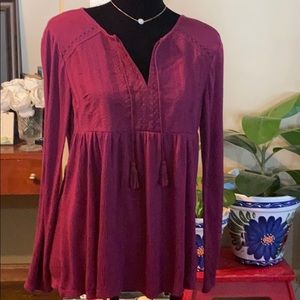 Burgundy babydoll blouse